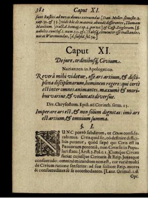 Caput XI. De iure, ordinibusque Civium