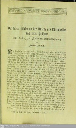 Die sieben Häuser an der Ostseite des Obermarktes nach ihren Besitzern. Ein Beitrag zur Freiberger Häuserforschung
