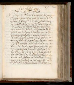 Ff. Lettre de Mr. Arn. du 21. Juill. 1683.