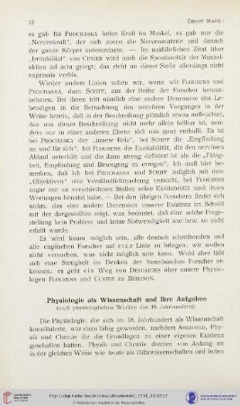 Physiologie als Wissenschaft und ihre Aufgaben
