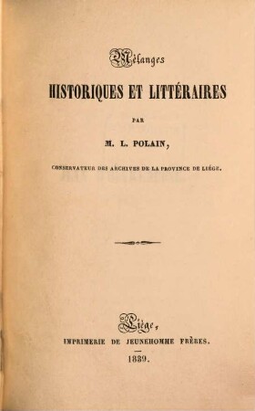 Mélanges historiques et littéraires