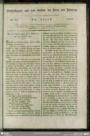 Mitteilungen aus dem Gebiete der Flora und Pomona