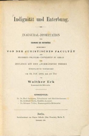Indignität und Enterbung