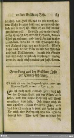 Erweckung aus der Erlösung Jesu zur Sinnesänderung