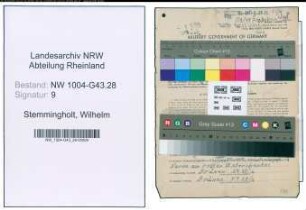 Entnazifizierung Wilhelm Stemmingholt , geb. 25.07.1893 (Tischler)