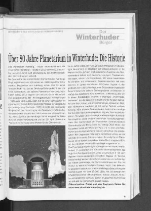 Über 80 Jahre Planetarium in Winterhude: Die Historie