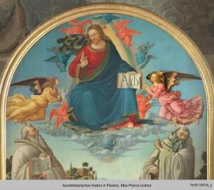 Christus in der Glorie mit den Heiligen Benedikt, Romuald, Attinea und Greciniana und dem Stifter Abt Giusto Bonvinci