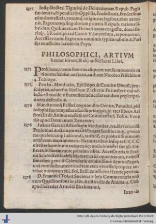 Philosophici, Artivm humaniorum, & alij miscellanei libri.