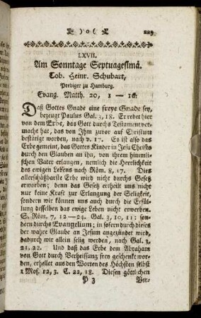 LXVII. Am Sonntage Septuagesimä. Evang. Matth.20, 1-16.