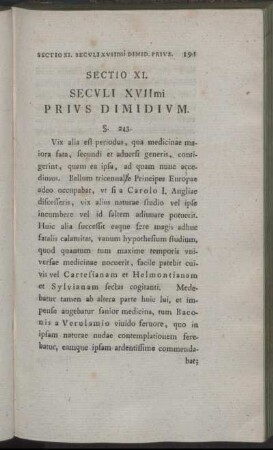 Sectio XI. Seculi XVIImi Prius Dimidium