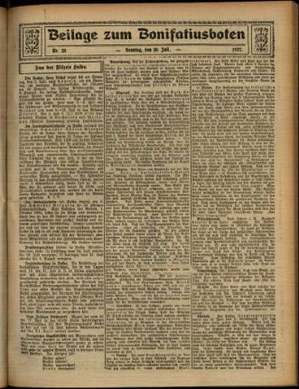 Zweite Ausgabe vom Sonntag, den 10. Juli 1927.