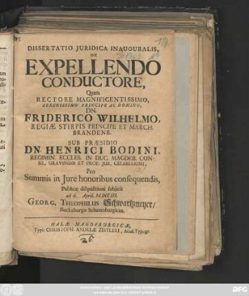 Dissertatio Juridica Inauguralis, De Expellendo Conductore