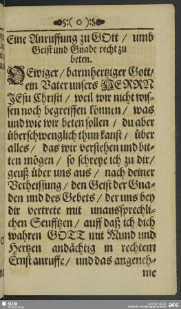 Eine Anruffung zu Gott, umb Geist und Gnade recht zu beten