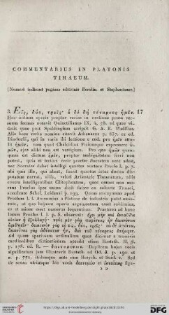 Commentarius in Platonis Timaeum (Numeri indicant paginas editionis Berolin et Stephanianae)