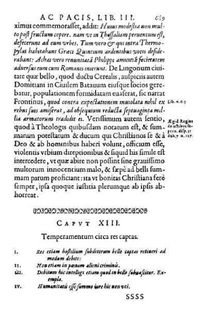 Caput XIII. Temperamentum circa res captas. - Caput XIV. Temperamentum circa captos.