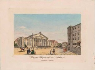 Die Altstädtische Hauptwache (Schinkelwache) in Dresden, 1832 gebaut, Blick nach Nordwesten