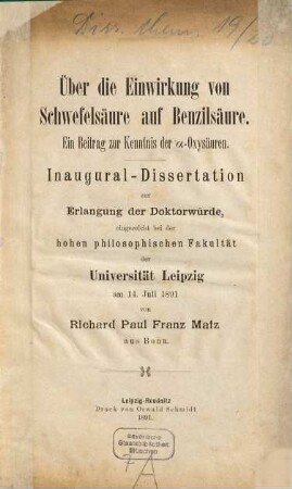 Über die Einwirkung von Schwefelsäure auf Benzilsäure