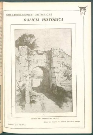 Colaboraciones artísticas : Galicia histórica. [Dibujo de las] Ruinas del Castillo de Goyan.