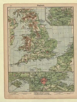 1. Umgebung von Manchester u. Liverpool, 2. Insel Wight, Portsmouth u. Southampton, 3. Umgebung von London u. Themse-Mündung