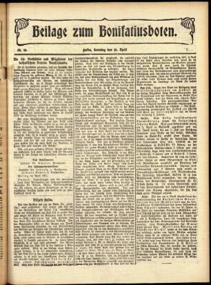 Zweite Ausgabe vom Sonntag, den 16. April 1911.