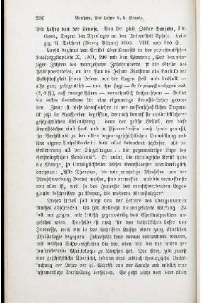 296-297 [Rezension] Bensow, Oscar, Die Lehre von der Kenose