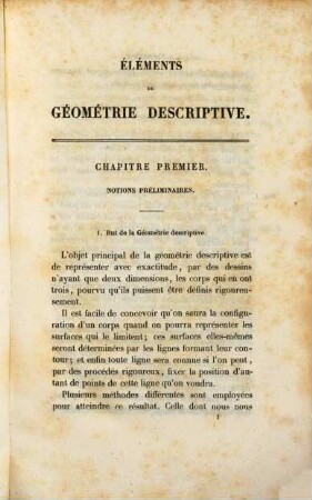 Éléments de Géométrie descriptive. 1