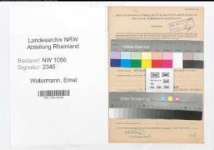 Entnazifizierung Ernst Watermann , geb. 06.10.1901 (Lehrer)
