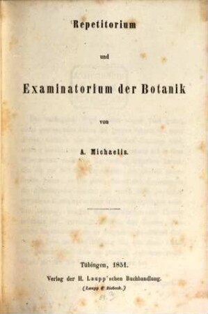 Repetitorium und Examinatorium der Botanik