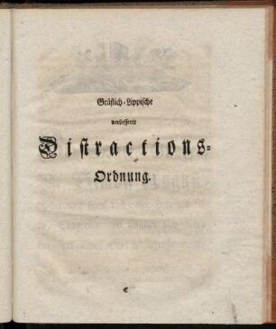 Gräflich-Lippische verbesserte Distractions-Ordnung.