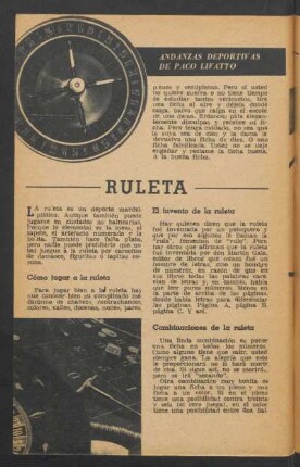 Ruleta : Andanzas deportivas de Paco Lifatto