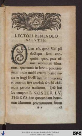 Lectori Benevolo Salutem.