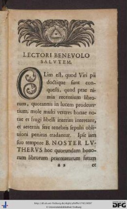 Lectori Benevolo Salutem.