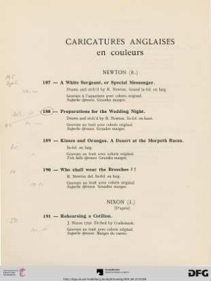 Caricatures Anglaises en couleurs (Nr. 187-201)
