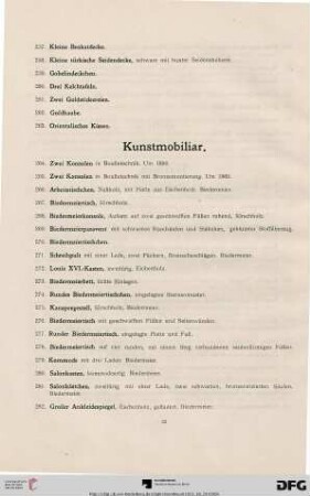 Kunstmobiliar (Nr. 264-307)