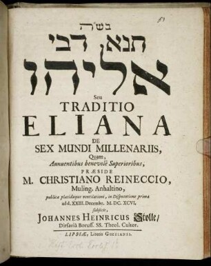 [...] Seu Traditio Eliana De Sex Mundi Millenariis