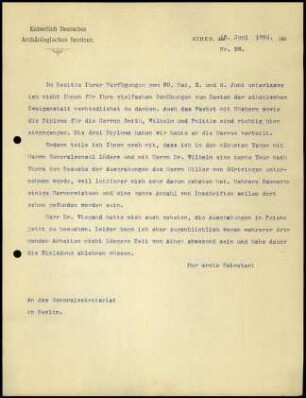 Bericht des ersten Sekretars an das General-Sekretariat