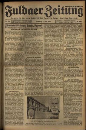 Erste Ausgabe vom Samstag, den 08. Juni 1929.