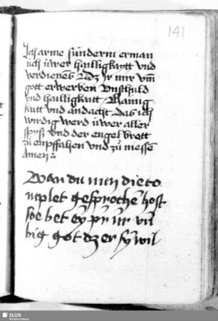 141r-142v: Kurze geistliche Betrachtungen mit Gebet (Nachtrag, 16. Jh.)
