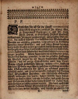 Antwortschreiben eines guten Freundes aus Regenspurg an seinen Correspondenten in Holstein