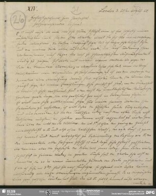 Eigenh. Brief von Christian Lassen an August Wilhelm von Schlegel, London, 20.09.1824
