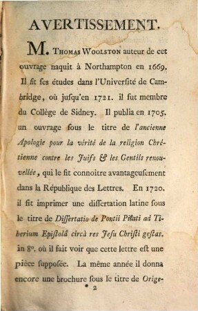 Discours Sur Les Miracles De Jésus-Christ, 1