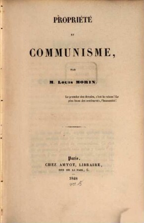 Propriété et communisme