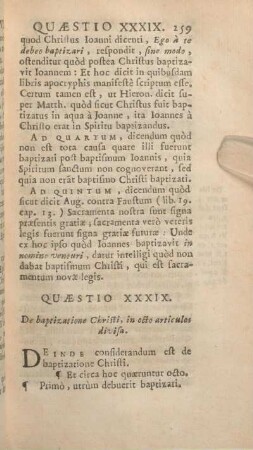 Quaestio XXXIX. De baptizatione Christi, in octo articulos divisa.