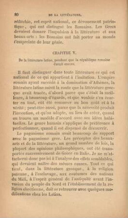 Chapitre V. De la littérature latine, pendant que la république romaine durait encore