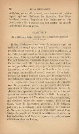 Chapitre V. De la littérature latine, pendant que la république romaine durait encore