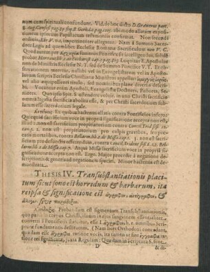 Thesis IV. Transusbtantiationis placitum sicut fono est horridum & barbarum ...