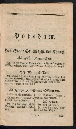 Hof-Staat Sr. Majest. des Königs