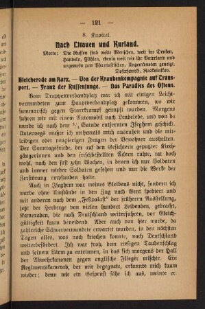 121-138, 8. Kapitel: Durch Litauen und Kurland