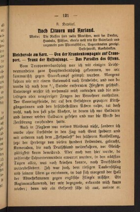 121-138, 8. Kapitel: Durch Litauen und Kurland