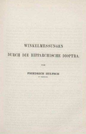 Winkelmessungen durch die Hipparchische Dioptra.